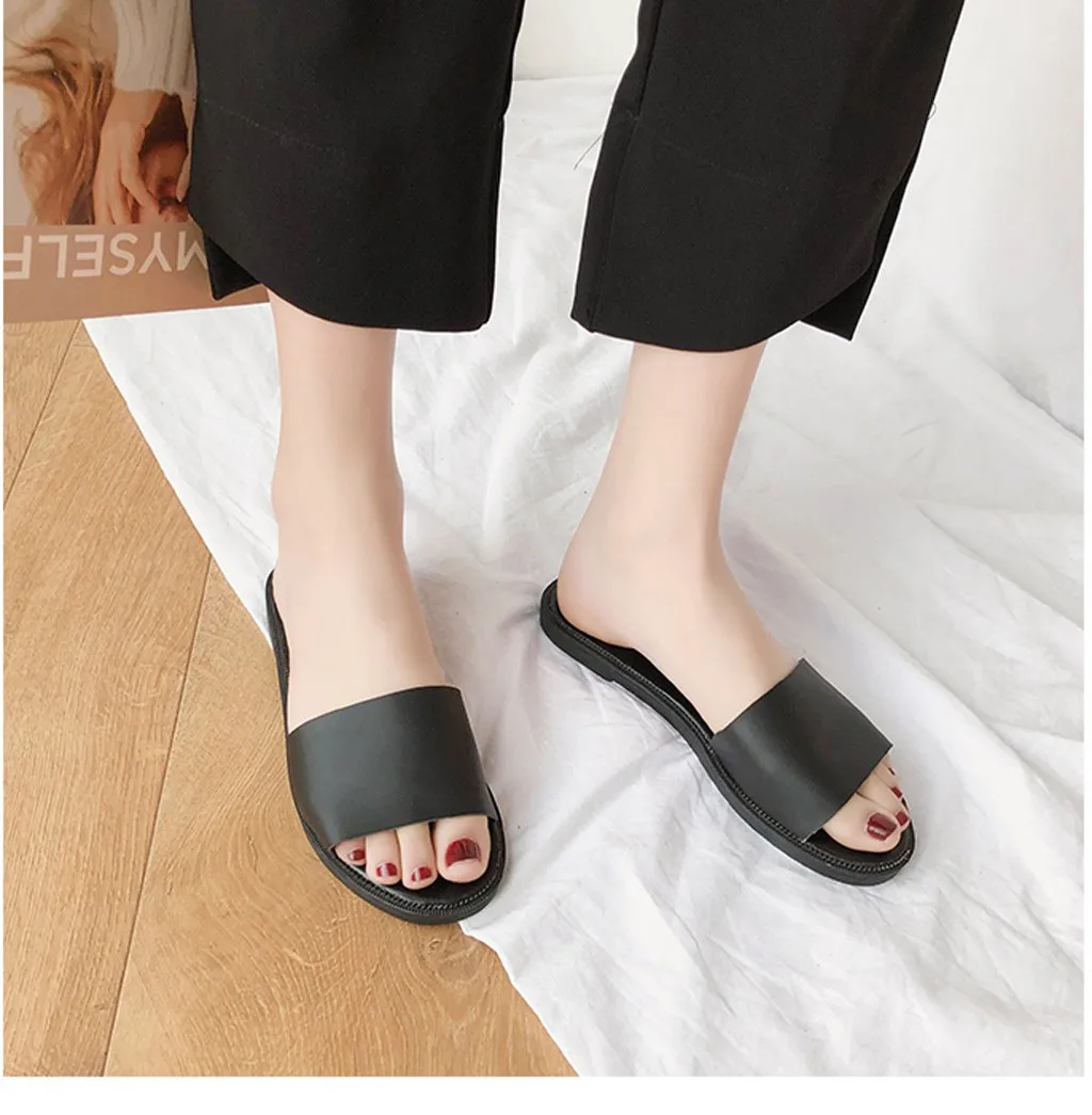 Women Open Toe Fashion Leisure Beach Walk Slippers Flat Color Student Shoes slippers women summer flip flops women shoes