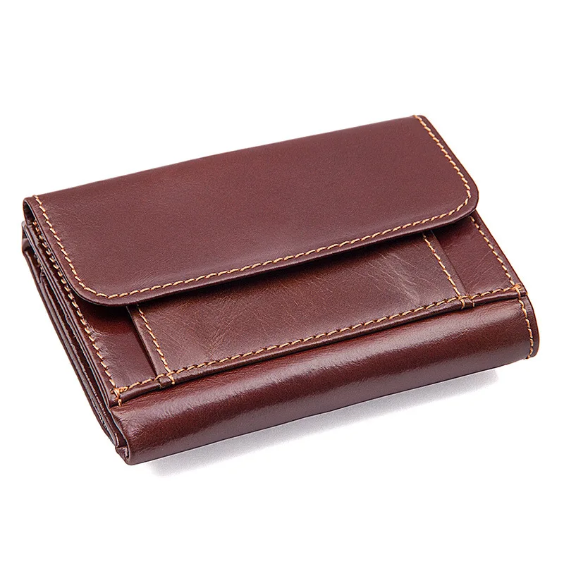 Men Money Clip Wallet Genuine Leather Mini Wallets with Coin Bag Male Hasp Purse Card Holers with Clamp