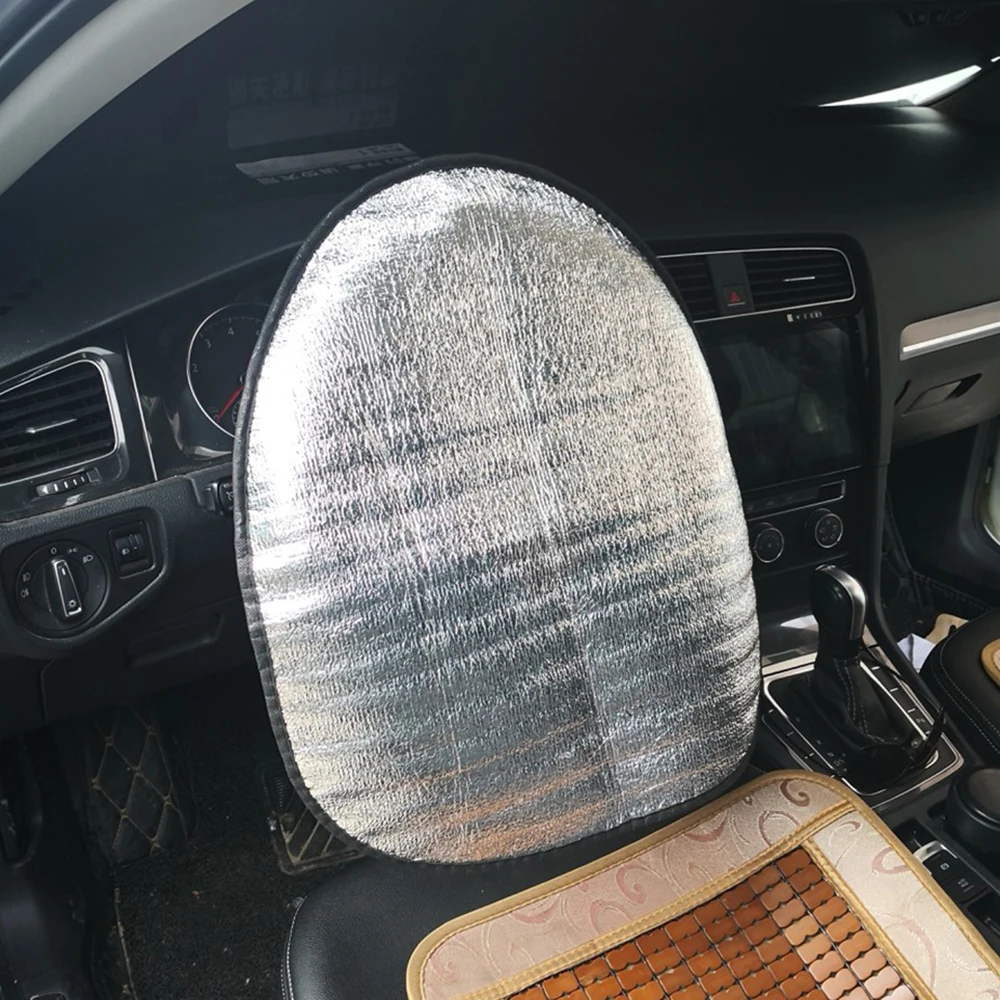 Car Sunshade Double Thick Foil Anti Heat Sun-proof Parasol Shield Steering Wheel Cover Mat Heat-Resistant for Auto Car 44*50cm