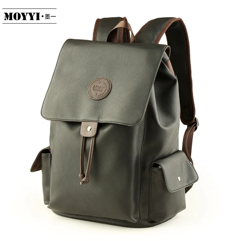 

MOYYI PVC Leather Backpack High Quality Fashion school Bag Anti-Theft Waterproof Mochila For 14 inch Laptop Backpacks