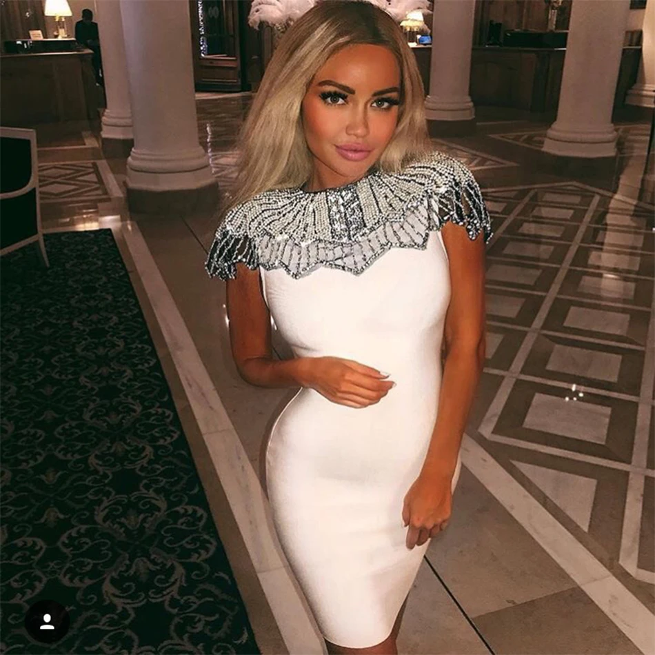 Newest-Summer-Bandage-Dress-Women-Celebrity-Party-Short-Sleeve-O-Neck-Beading-Sexy-Night-Out-Dress