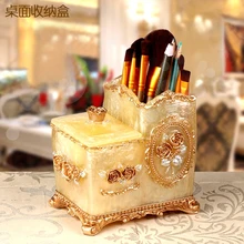 Настольная приемная коробка Европейская креативная Роскошная простая Косметика ватный тампон многофункциональная Косметическая щетка цилиндр для кистей
