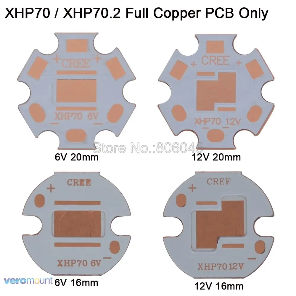 

20pcs/lot! Cree XHP70 or XHP70.2 LED Copper PCB Board Heatsink Thermal Separation LED Lamp Base 12V or 6V 16mm or 20mm PCB Only