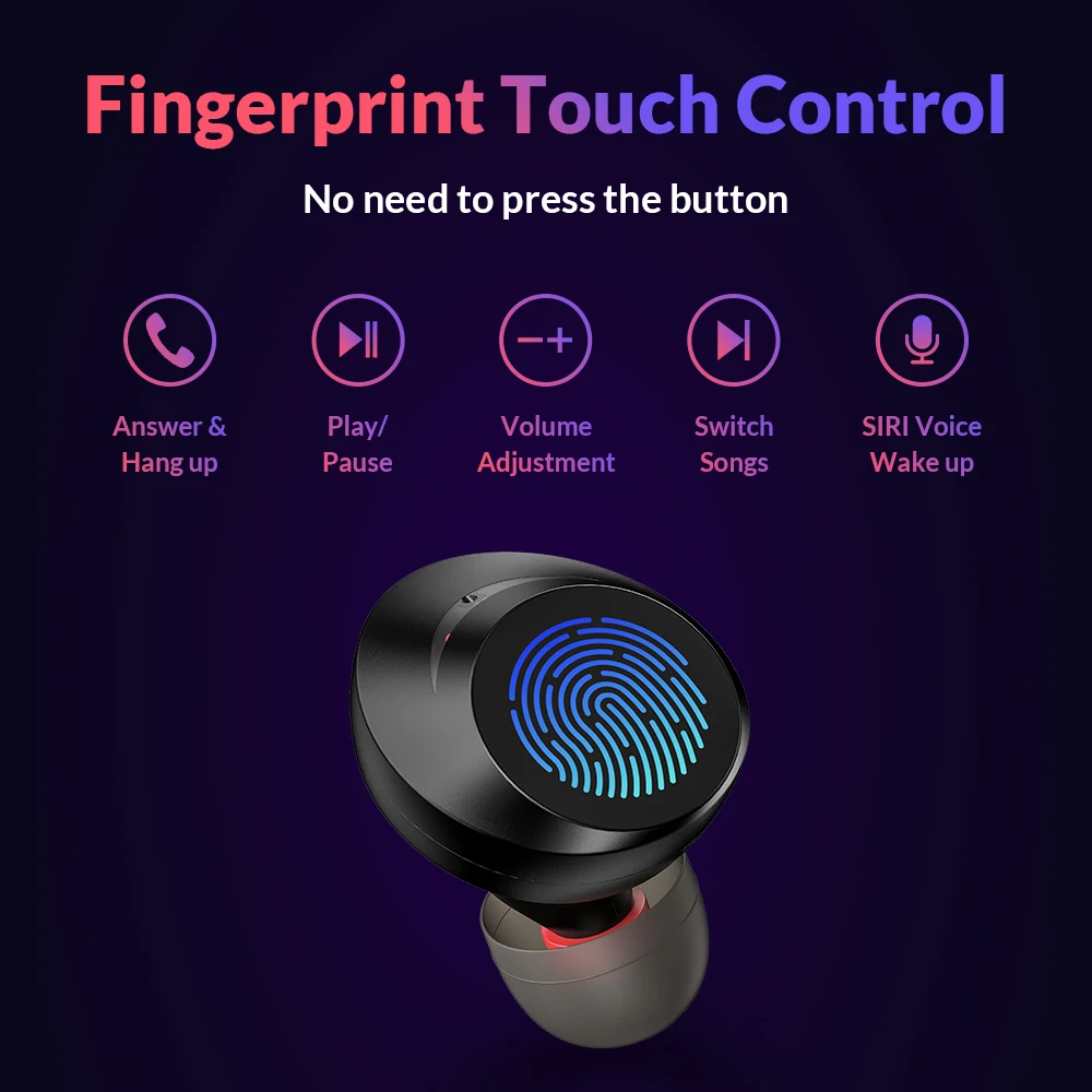 TOPK наушники вкладыши TWS Bluetooth 5 0 настоящие беспроводные сенсорные IPX8