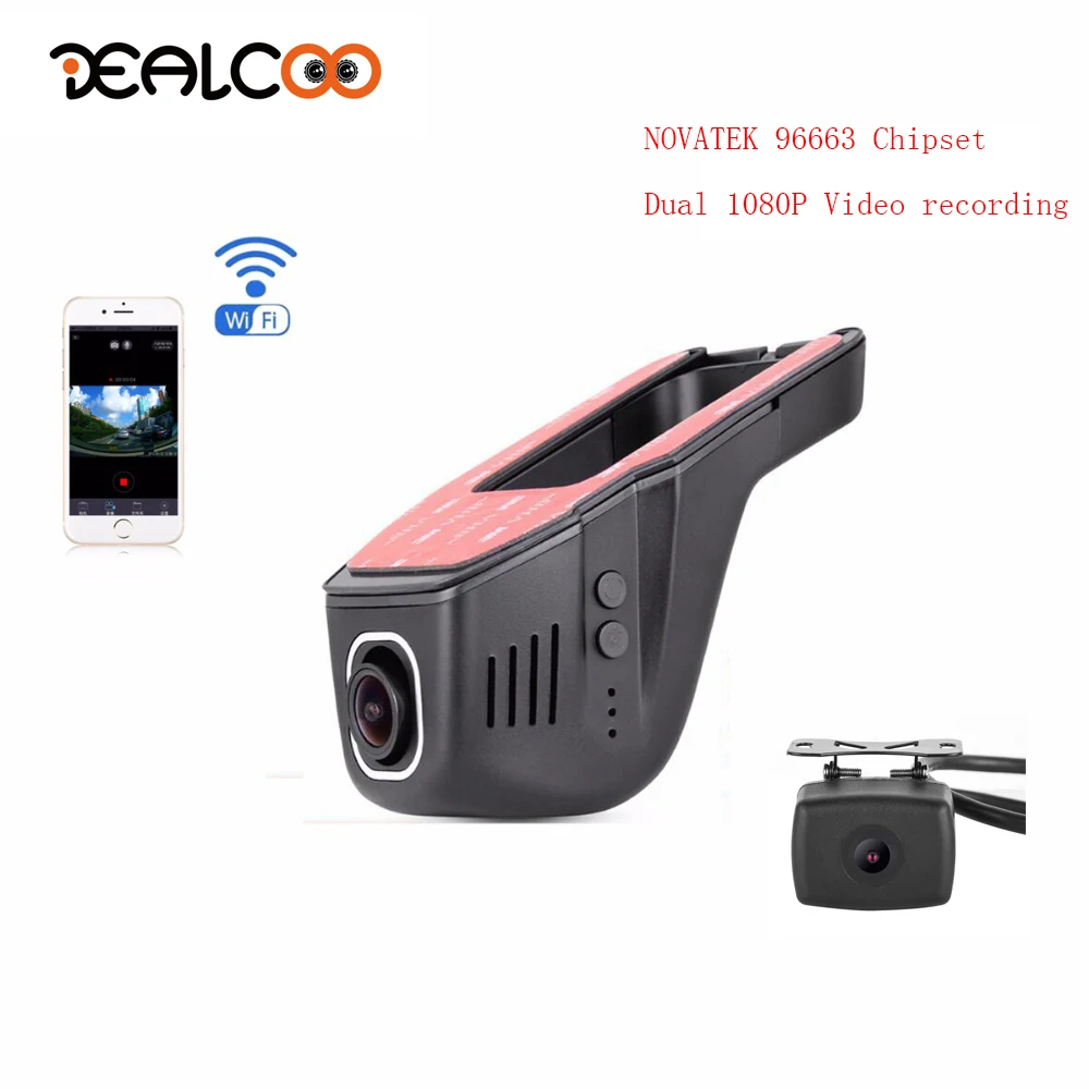 

Dealcoo Car Camera Recorder Car DVR Camera Dual Lens WIFI Dash Cam GPS Registrar Car Dash Camera with Rear View Camera Car DVRs