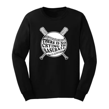

Loo Show Mens There is No Crying in Baseball Graphic Long Sleeve Adult T-Shirts Casual Men Tee