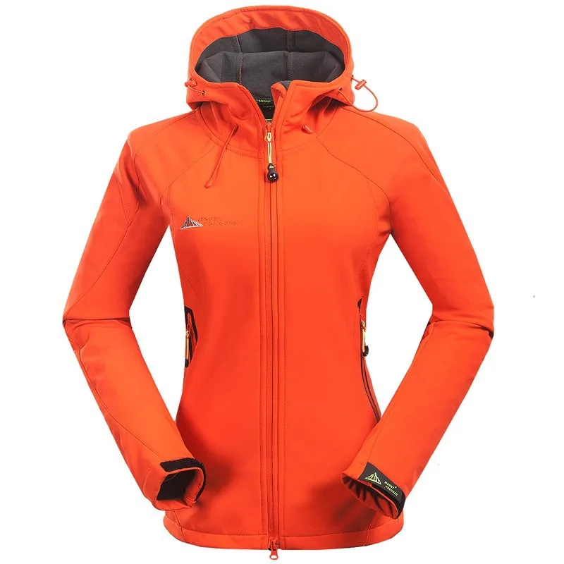 Осенне-зимнее женское Спортивное водонепроницаемое ветрозащитное мягкое пальто куртка для альпинизма кемпинга пешего туризма - Цвет: Оранжевый