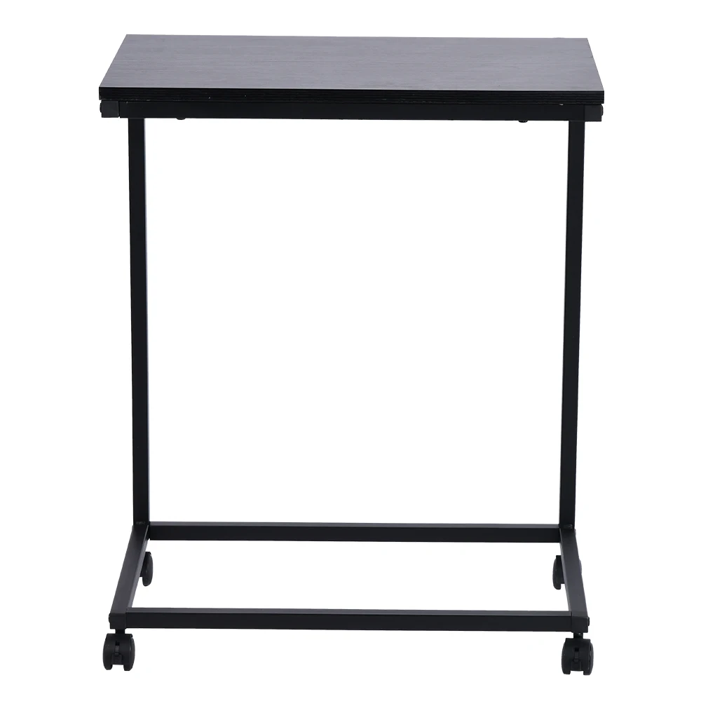 

Mobile Snack Table for Coffee Laptop Tablet Sofa Couch Side Table with 4 Wheels Wood Look Accent Furniture with Metal Frame
