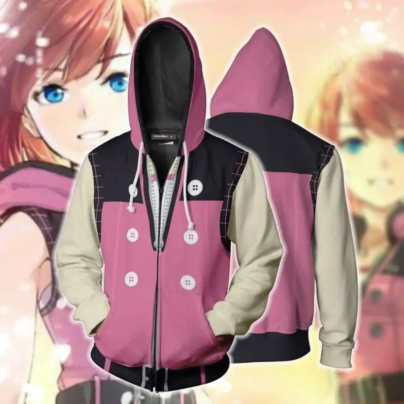 Clothing Kh3 Kairi Hoodie Cosplay Costume Kairi Hoodie 3D Zipper