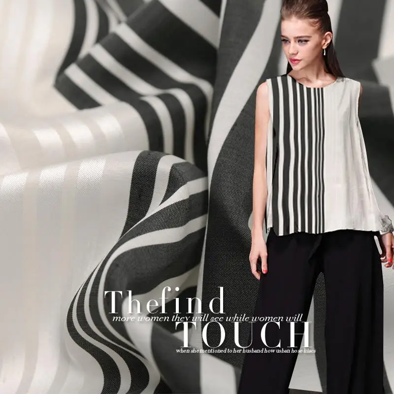 

2019 Simple Black White Stripes Single With Doupioni Satin Fabric Crepe Bedding Fabric Wide Patchwork Fabric 80cm/set