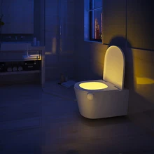 8 цветов светодиодный wc, сиденье для унитаза, лампа с датчиком движения PIR, автоматическое выключение/включение, умный Ночной светильник, AAA, на батарейках, для туалета, подсветка