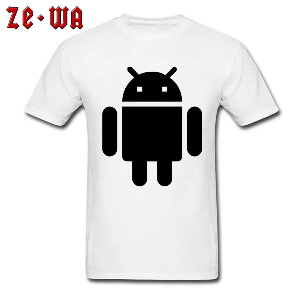 Comics T-Shirt Funny Crew Neck Android Cotton Male Tops T Shirt Classic Short Sleeve Tops Shirts Free Shipping Android white