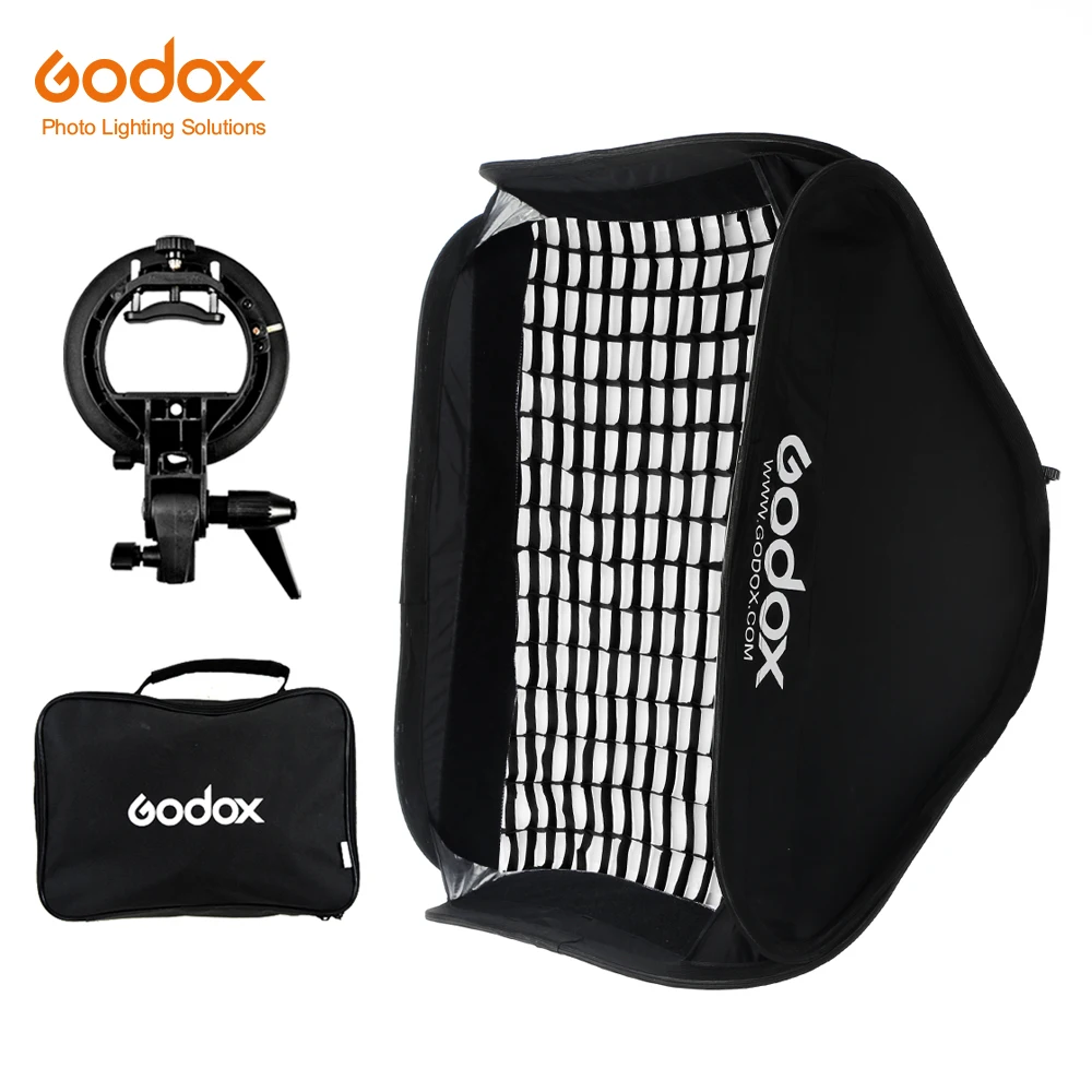 

Godox Pro Adjustable 60cm x 60cm Flash Soft Box Honeycomb Grid Kit with S-Type Bracket Bowen Mount Holder for Speedlite Flash