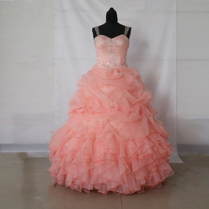 Real PIcture Popular quinceanera dresses Peach Color Dress Ball Gown