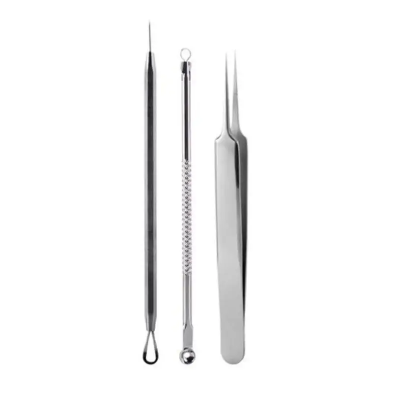 

3Pcs/Set Blackhead Remover Comedones Pimple Extractor Acne Blemish Removal Kit Stainless Steel Needle Tweezer Clean Tool