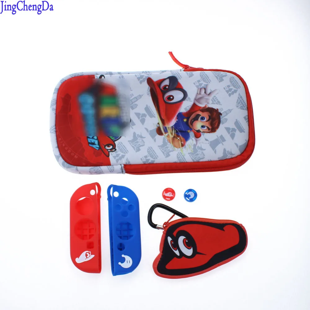 

For Nintend Switch NS Console Carrying Storage Protective bag cover housing case shell Thumb cap+Silicone Case for Joy-Con