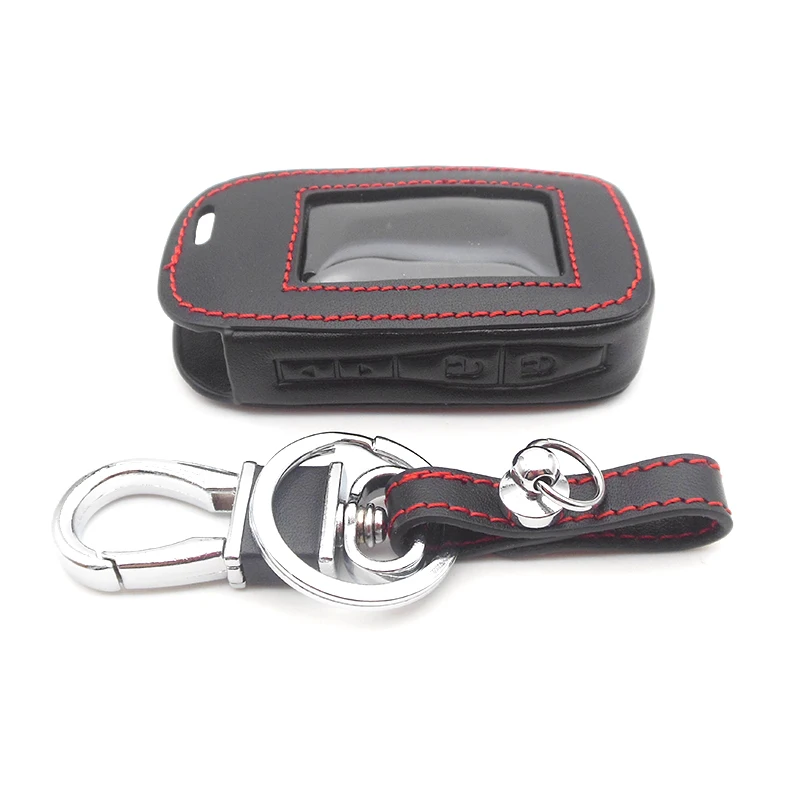 

E60 E90 Leather Key Fob Cover Cases For StarLine E60 E90 E63 E93 E95 E66 E96 LCD Remote Controller KeyChain Transmitter