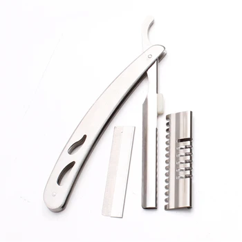 

100Pcs 14.5x1.5cm Wholesale Men Straight Razor Barber Edge Steel Razor Folding Shaving Knife Hair Removal Tools+1pcs Blade 6103