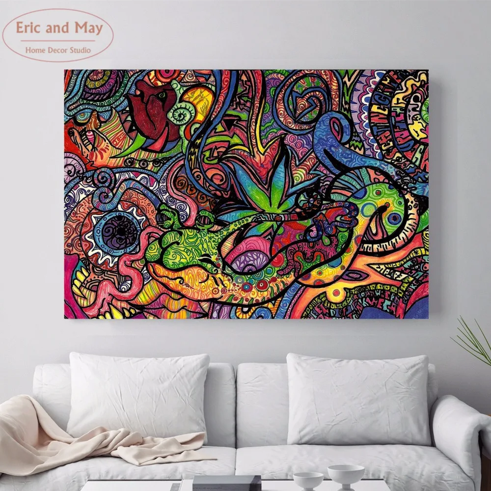Us 4 6 52 Off Psychedelic Acid Lsd Acrylic Canvas Art Print Painting Poster Wall Pictures For Living Room Decoration Home Decor No Frame Painting Amp