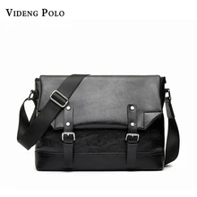 Videng polo 2017 neue pu-leder umhängetasche schwarz vintga männer taschen für männer casual umhängetasche crossbody taschen