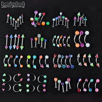

80pcs Assorted Acrylic Ball/Cone Nose Ring Belly Button Piercings Navel Eyebrow Lip Tongue Piercing Nose Barbell Body Jewelry