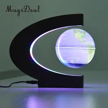 

3.5'' C Shaped Rotating Floating Globe with LED Lights Magnetic Levitation Floating Globe World Map for Desk Decoration US Plug