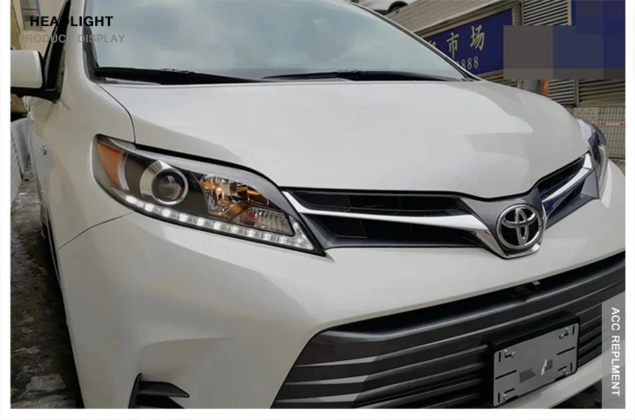 2 шт. светодиодный фары для Toyota Sienna 2011- светодиодный автомобильный фонарь ангельские глазки ксенон HID комплект Противотуманные фары светодиодный дневные ходовые огни