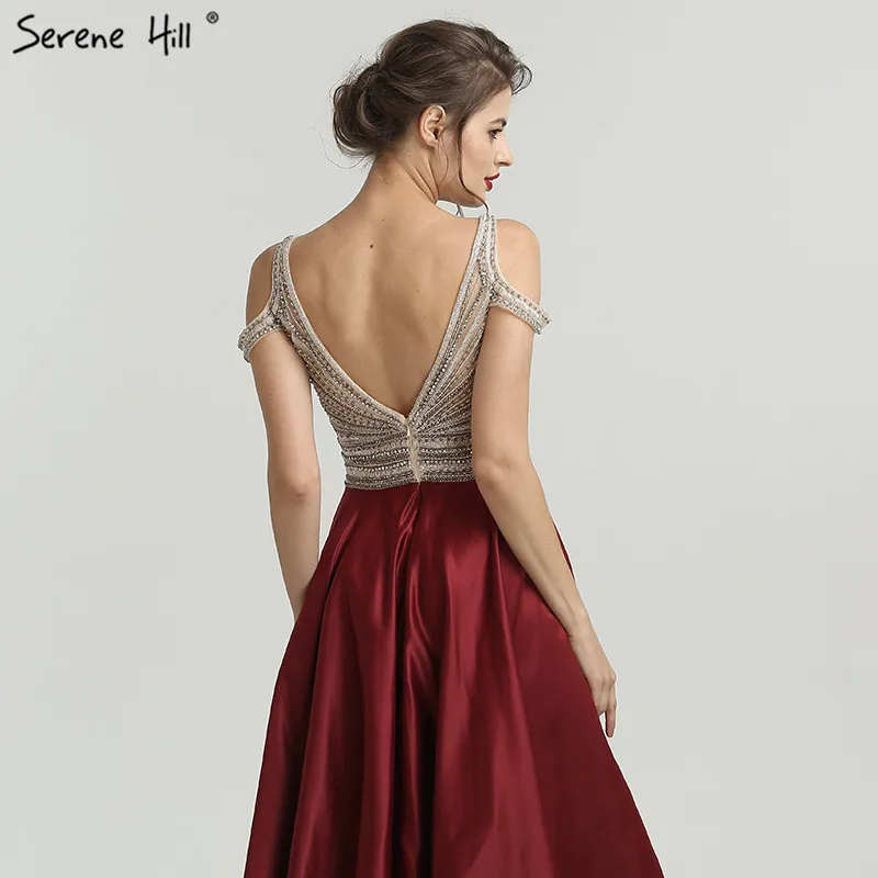Цвет красного вина с сексуальным v-образным вырезом, сатиновое бальное платье без рукавов, Бисер с украшением в виде кристаллов модное