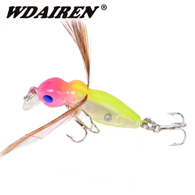 

1Pcs 4.5cm 3.5g Feather bee Fishing Lure Crankbait Freshwater Pesca Isca Artificial Insect Bait Wobbler Fishing Tackle WD-186