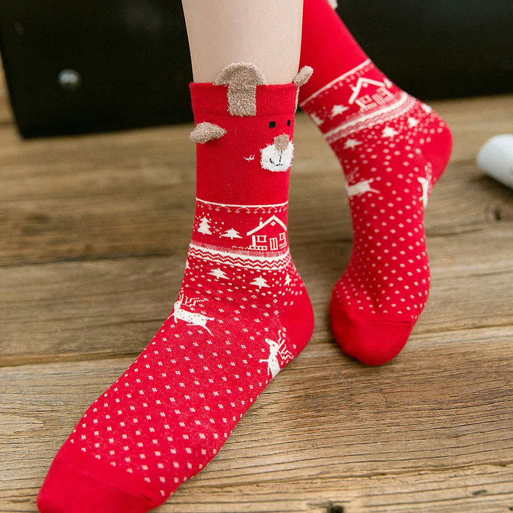 2019 Newly High Quality Women's Socks Christmas Style Winter Cotton
