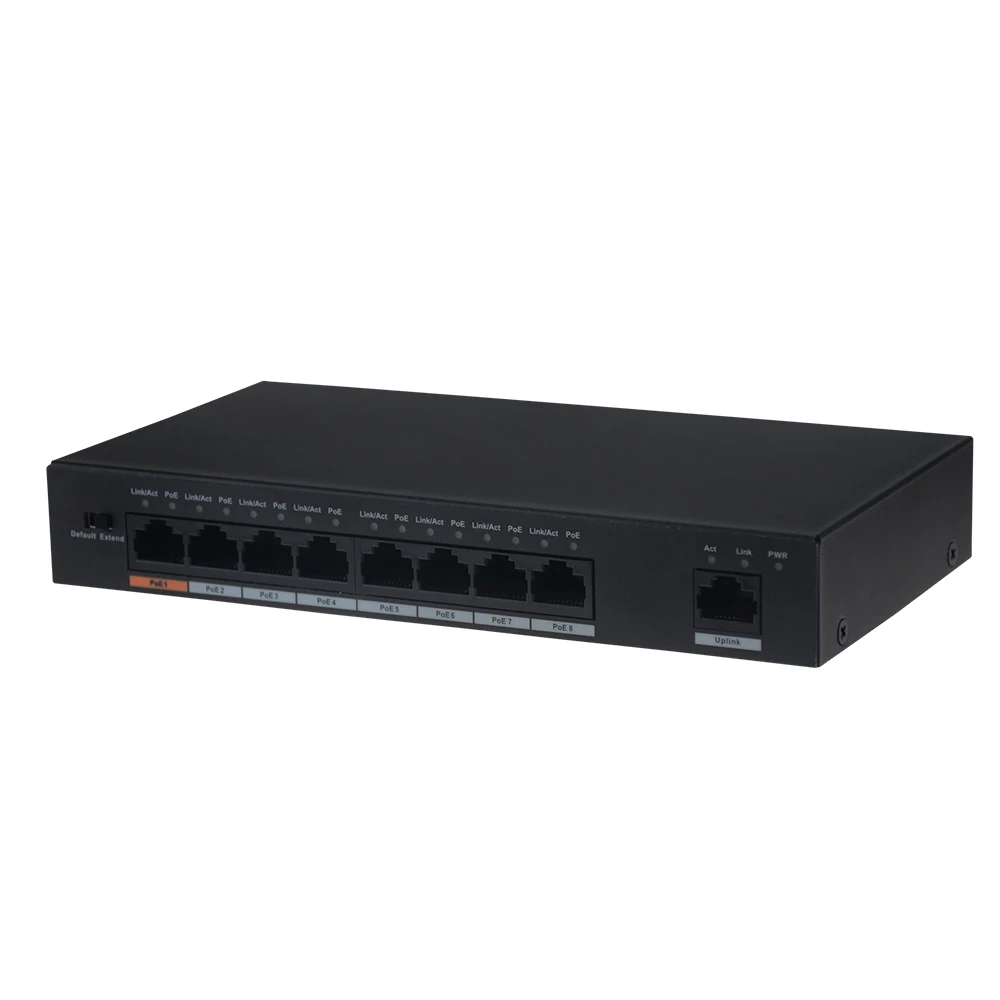 Dahua DH-S1500C-8ET1ET-DPWR PoE коммутатор 8CH Ethernet выключатель питания Поддержка 802.3af 802.3at POE+ Hi-PoE стандарт питания