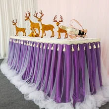 14 цветов Тюлевая юбка-пачка для стола тюлевые скатерти и салфетки для свадьбы для украшения детского душа вечерние свадебные настольные юбки ing домашний текстиль