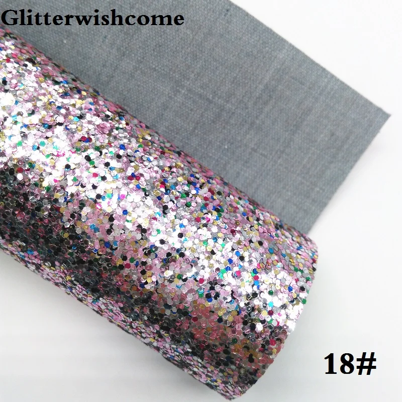 Glitterwishcome 21X29 см A4 размер винил для бантов, смешанный Блеск плоский толстый блеск кожа ткань винил для бантов, GM087A