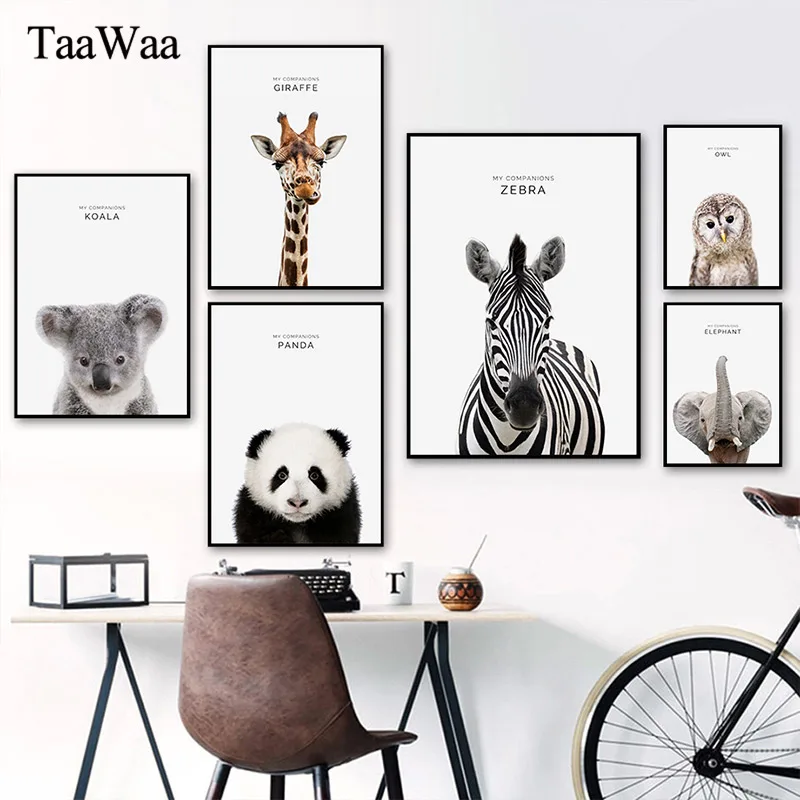 

Animals Canvas Art Posters Elephant Rabbit Dog Sheep Lion Nursery Painting Print Nordic Wall Picture for Living Room Decoration