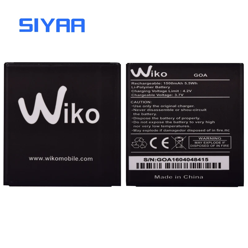 Оригинальный SIYAA мобильный телефон Батарея GOA для Wiko 1500 мАч высокой Ёмкость