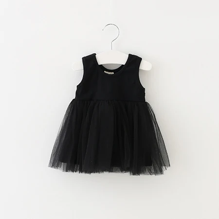 Sun Moon Kids/Платье для первого дня рождения без рукавов Детское платье для новорожденных девочек повседневные Детские платья для Свадебная вечеринка платья принцессы - Цвет: Черный