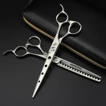

7" japan teflon shears hairdressing scissors hairdresser haircut DZ matte Pet grooming scissors fish bone Anti-tooth scissors