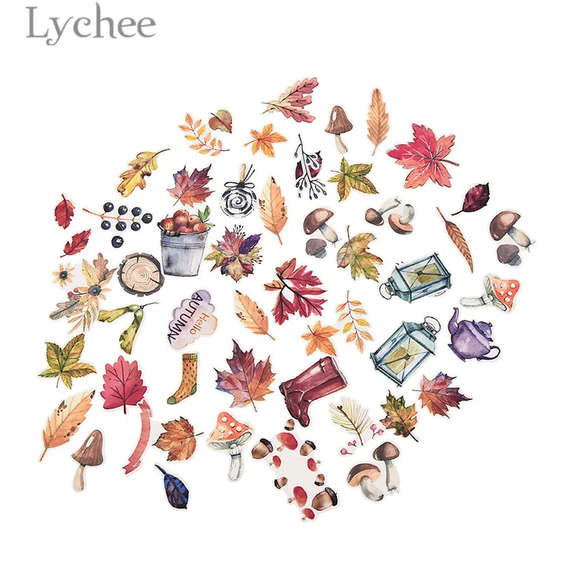 

Lychee Autumn Leaf Stickers Maple Leaf Pattern Decals DIY Album Scrapbooking Photo Decoration