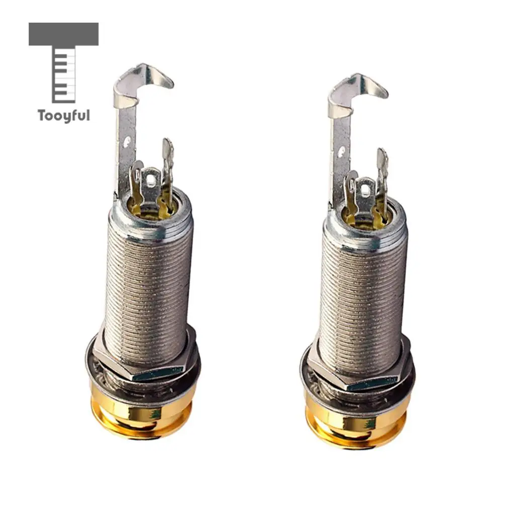 2pcs 1/4'' Cylinder Stereo Output Jack Socket Plug for Electric Guitar Bass Parts