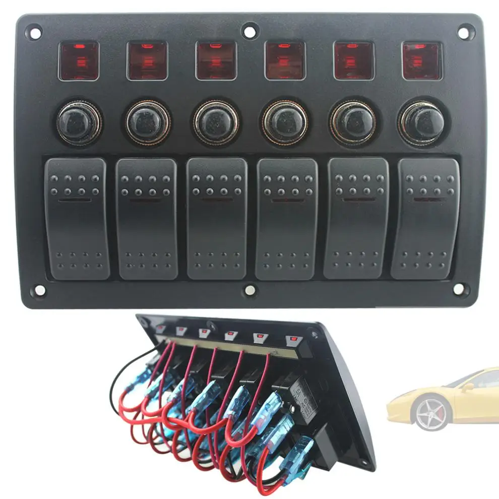 

Waterproof Plastic Panel Switch and Red Single Bar Switch Combination Panel with PCB and Overload Protector for Yacht /Ship / RV