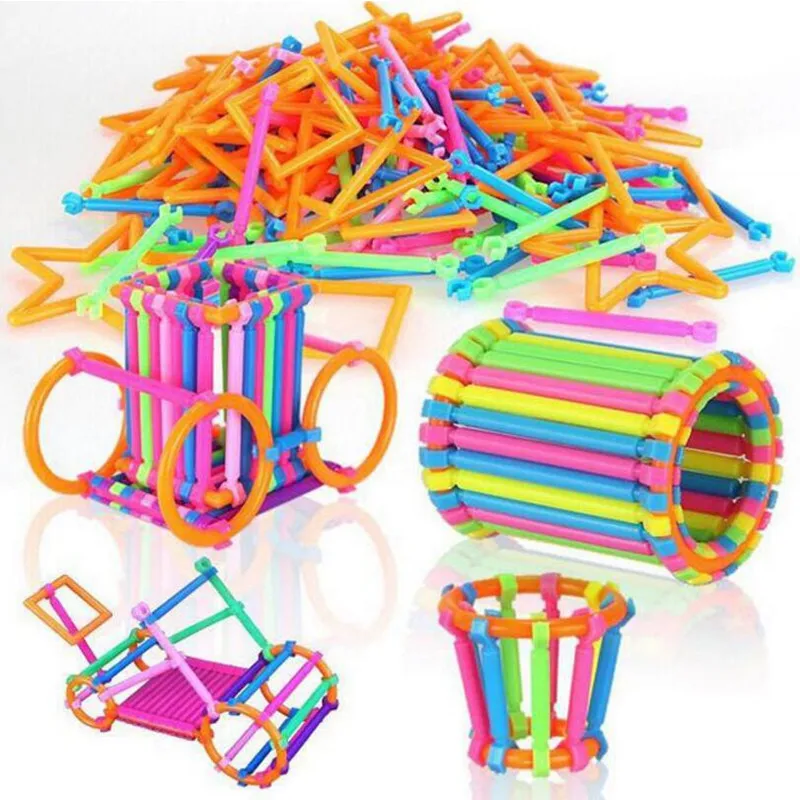 LittLove 256Pcs Baby Plastic Intelligence Sticks Educational Building Blocks Toys Handmade DIY Montessori Early Learning Gifts baby-building-blocks
