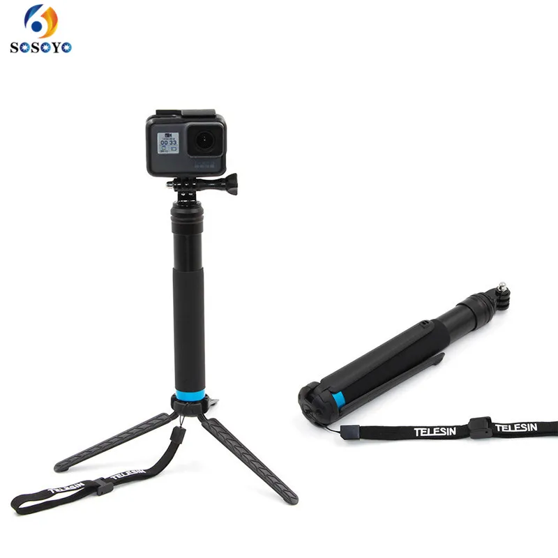 

Waterproof Extendable Handheld Monopod Selfie Stick Bracket +DetachableTripod Mount Phone Holder for GoPro SJCAM Action Cameras
