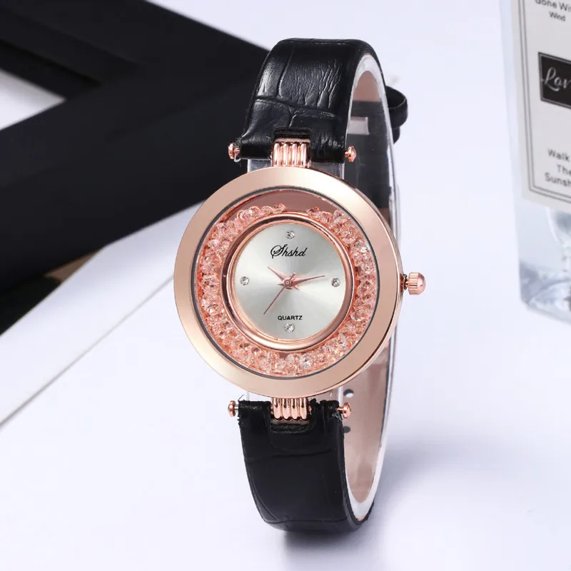 Reloj Mujer Роскошные брендовые простые женские часы на кожаном ремешке со стразами