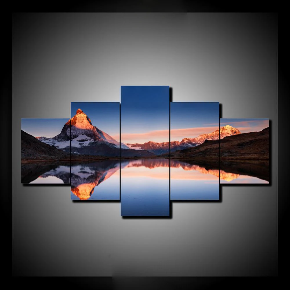 HD Отпечатано 5 Шт./компл. Закат в Sonw Wall Art Для декор Украшения Дома Картина на