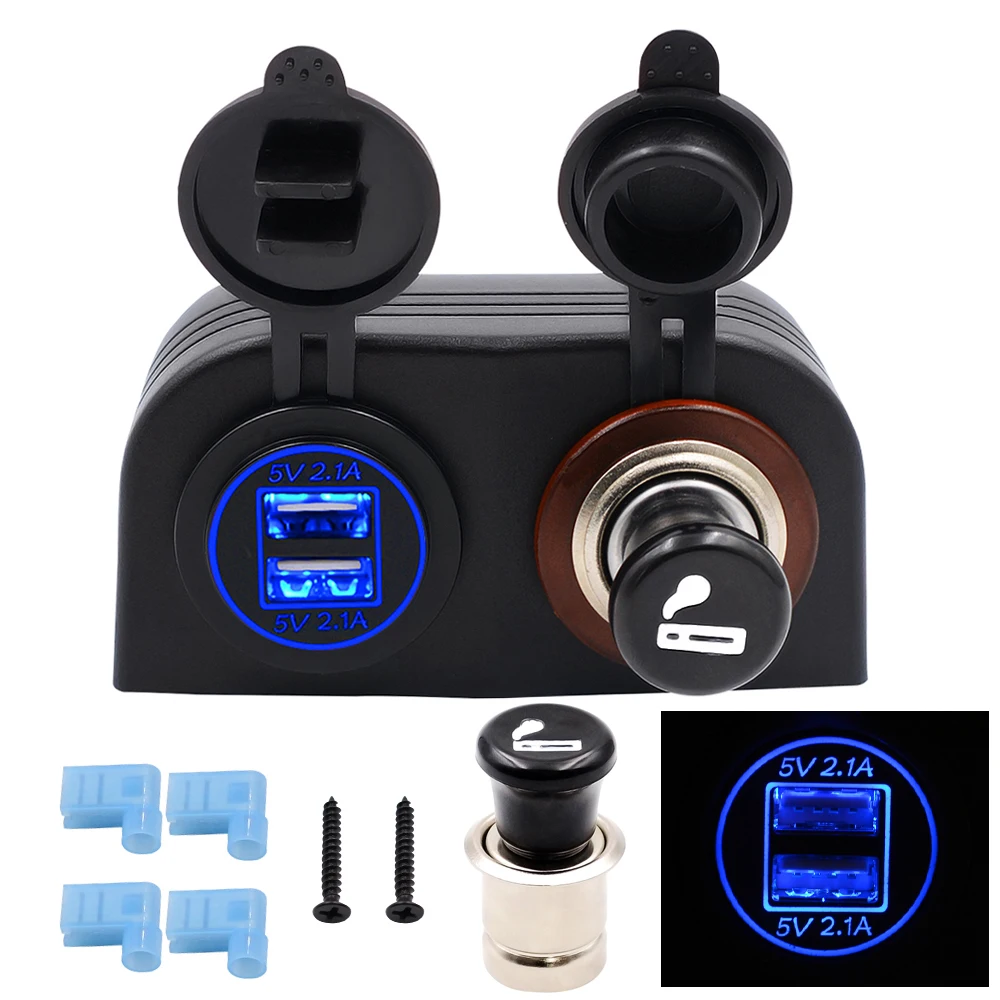 

Car Power adapter dual USB Charge 2.1A+1A Power Output with 12V Cigarette lighter Plug Socket CY706