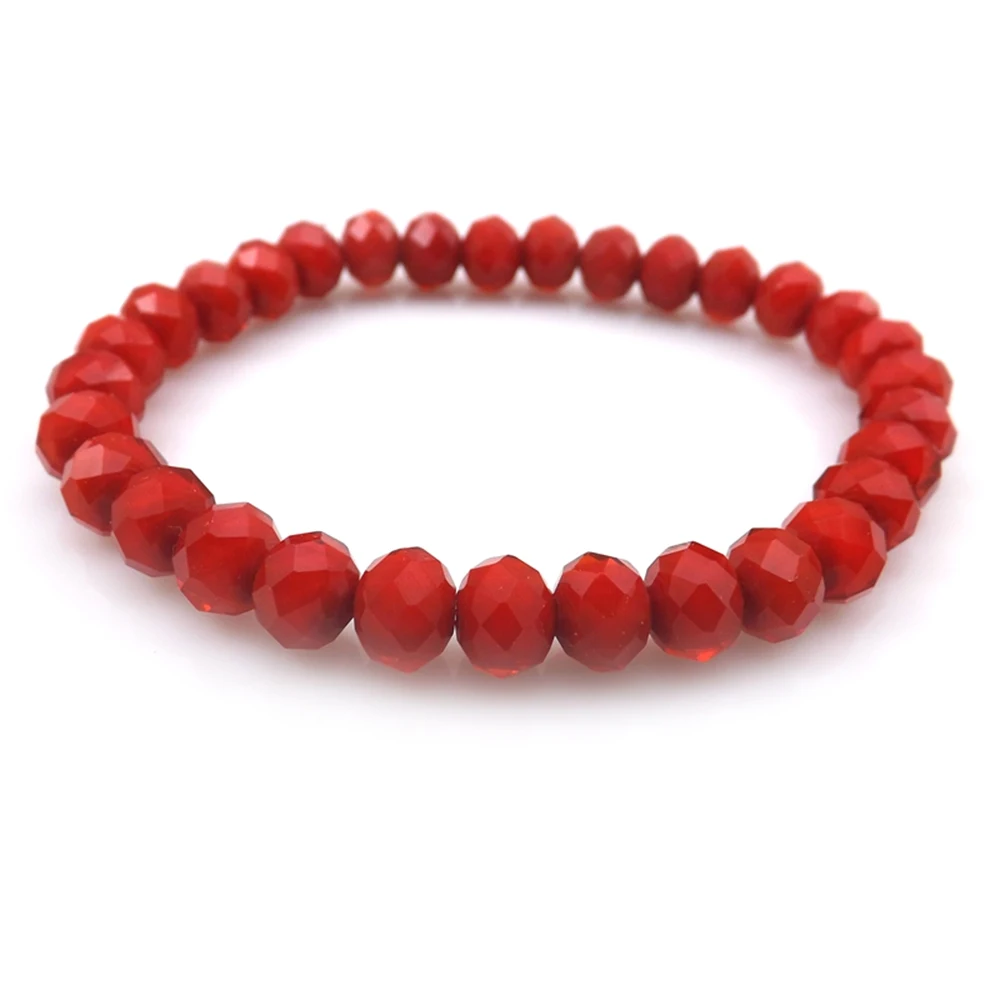 

Wholesale 20pcs Dark Red 8mm Faceted Crystal Beaded Bracelet For Women Free Shipping