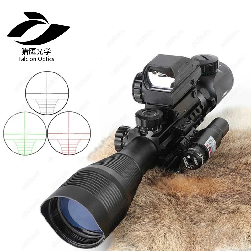 

FYZLCION 4-12X50 Illuminated Rangefinder Airgun air rifle Scope Holographic Sight 11mm and 20mm Red/Green Laser Combo Riflescope
