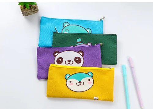 Kawaii Rilakkuma Холщовый пенал для школы сумка хранения косметичка девочек Женский