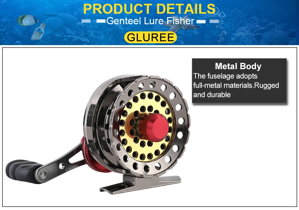 GLUREE Full Metal Fishing Rafts Fly Fishing Reel 6+1BB 2.61 LeftRight Hand Bait Casting Fresh Saltwater Reel Ice Front Wheel (12)