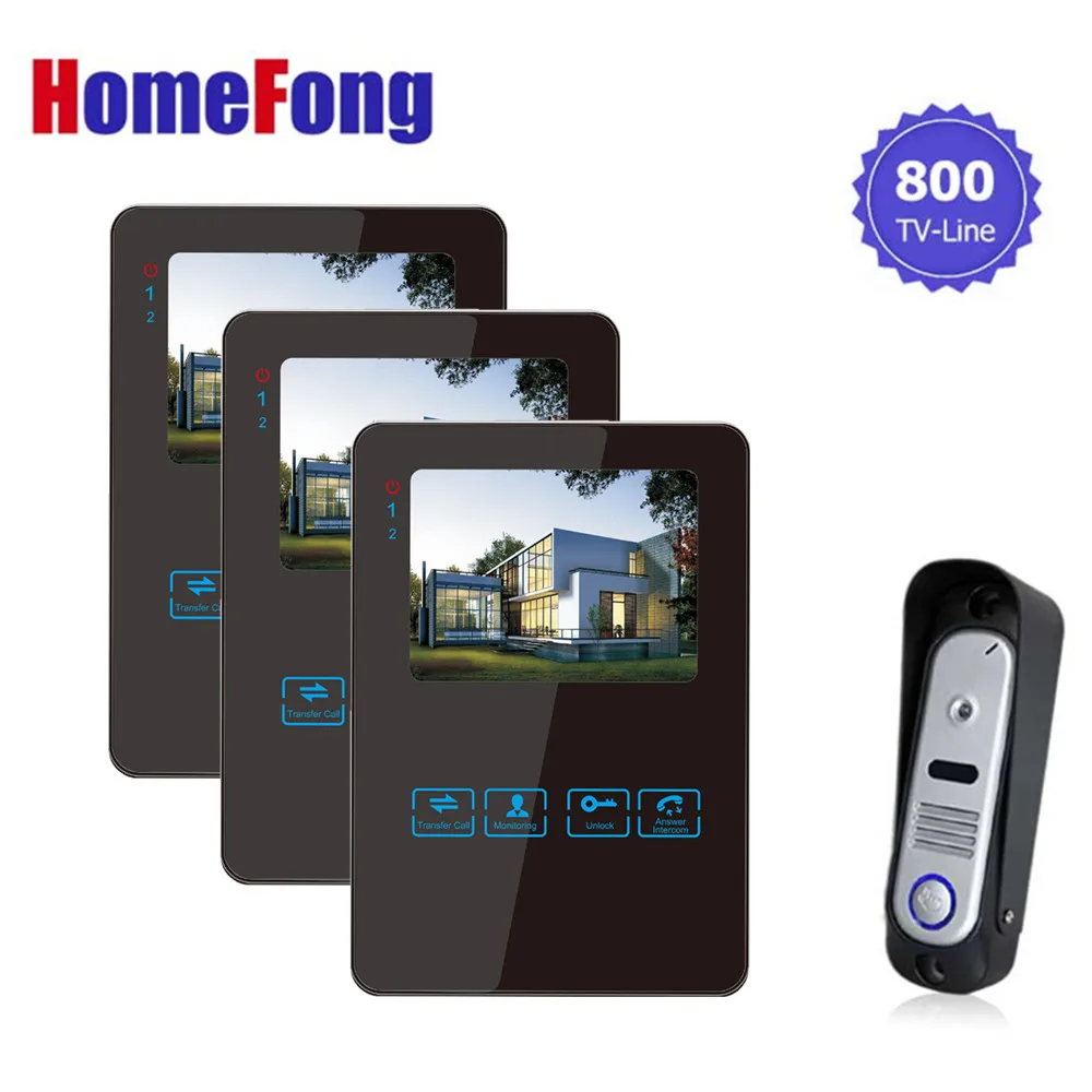 

Homefong 4 Inch Colorful LCD Touch Screen Video Doorbell Video Door Phone Camera Monitor Intercom System Wide Visual Angle 1V3